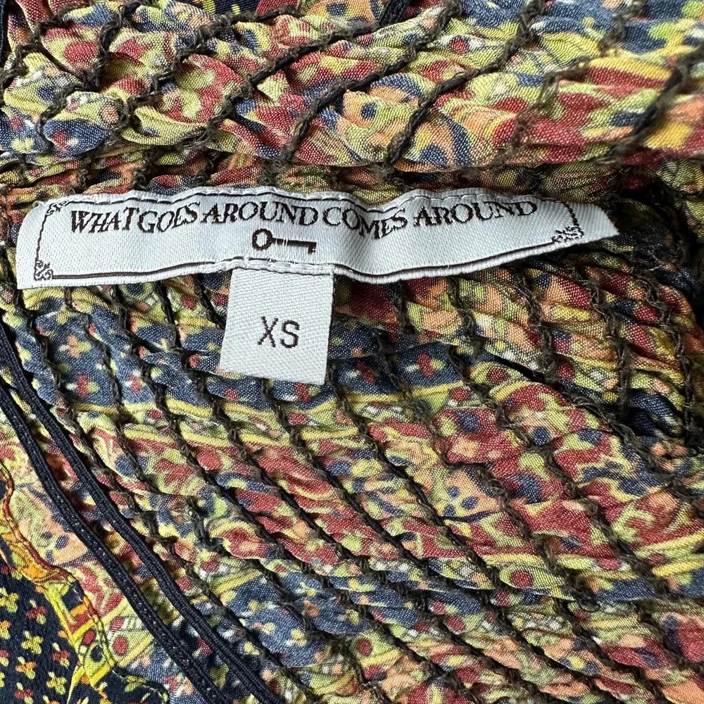 What Goes Around Comes Around 100% Silk Maxi Dress XS Boho Smocked Strapless EUC - Picture 7 of 9